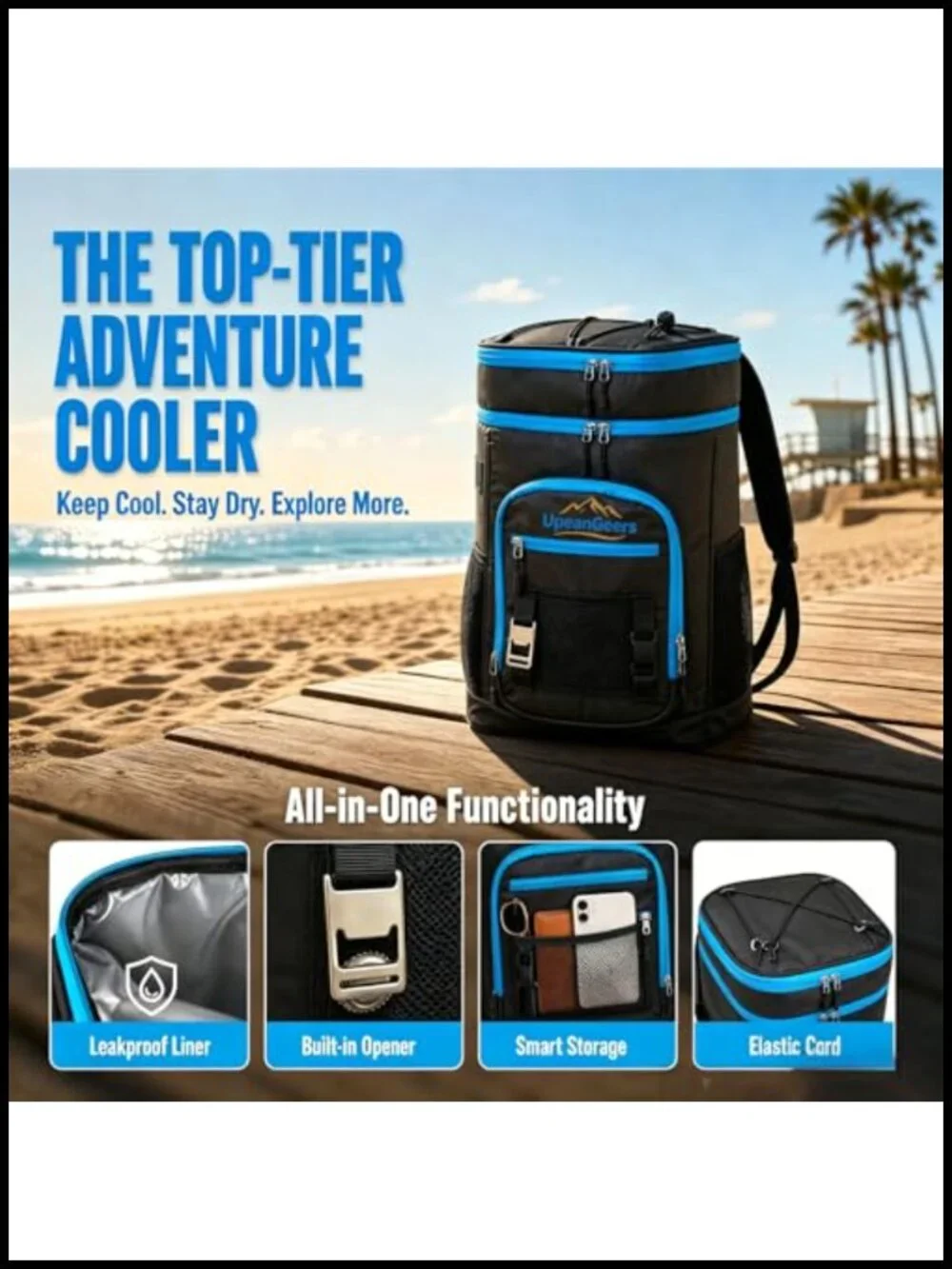 Insulated Cooler Backpack Waterproof 28L Leakproof Lunch Bag Camping Hiking